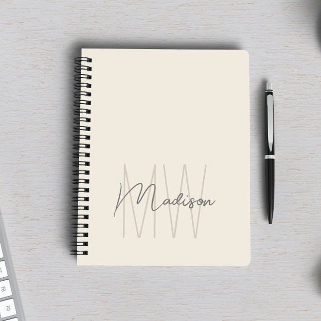 Modern Minimalist Monogram Cream Notebook (Creator Uploaded)