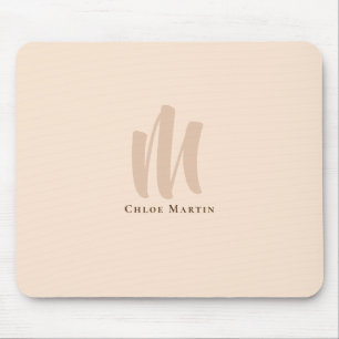 Modern Minimalist Monogram Custom Name Simple Mouse Pad