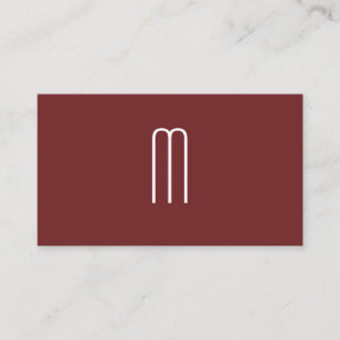 Modern Minimalist Monogram Dark Red Business Card