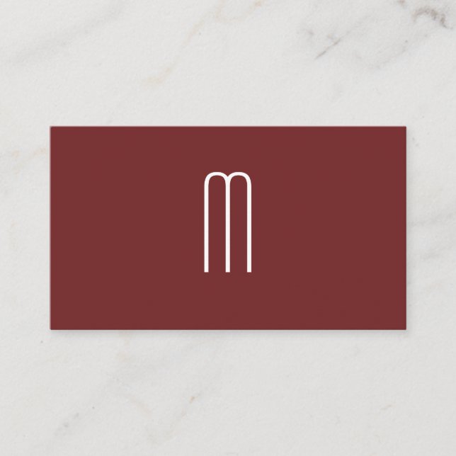 Modern Minimalist Monogram Dark Red Business Card (Front)