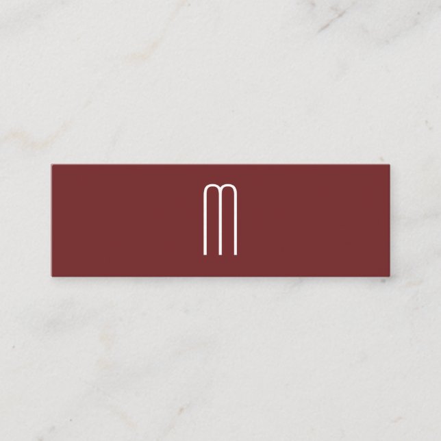 Modern Minimalist Monogram Dark Red Mini Business Card (Front)