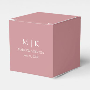 Modern Minimalist Monogram Dusty Rose Wedding Favour Box