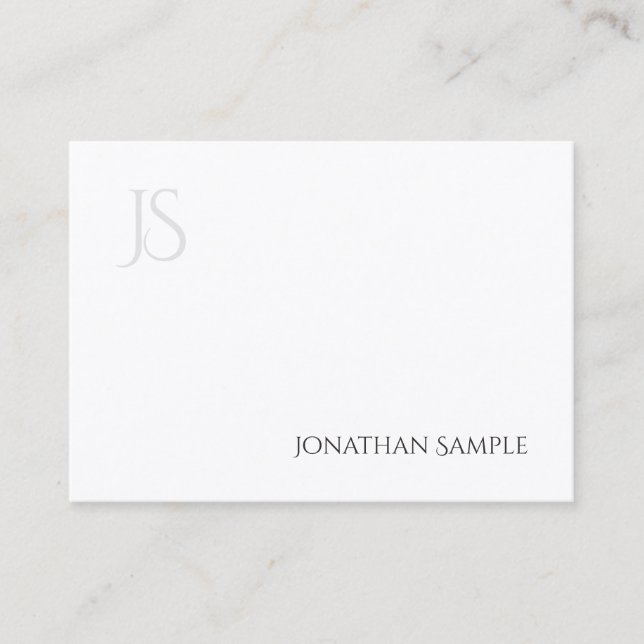 Modern Minimalist Monogram Elegant Simple Plain Business Card (Front)