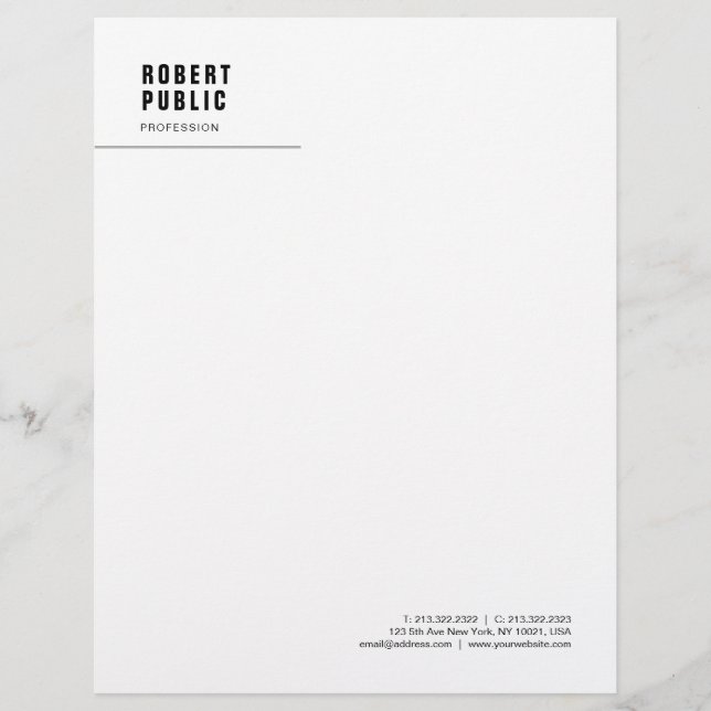 Modern Minimalist Monogram Elegant White Template Custom Letterhead (Front)