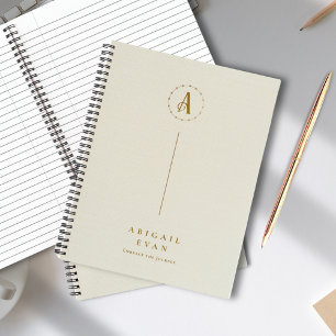 Modern Minimalist Monogram Gold and cream Spiral Notebook