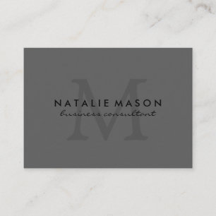 Modern Minimalist Monogram Grey Business Card