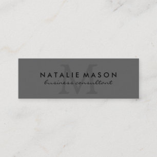 Modern Minimalist Monogram Grey Mini Business Card