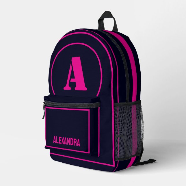 Modern Minimalist Monogram Initial, Birthday gift Printed Backpack (Back Corner Right)