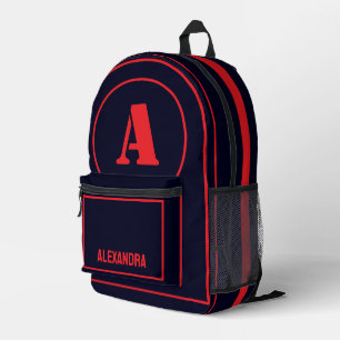 Modern Minimalist Monogram Initial, Birthday gift Printed Backpack