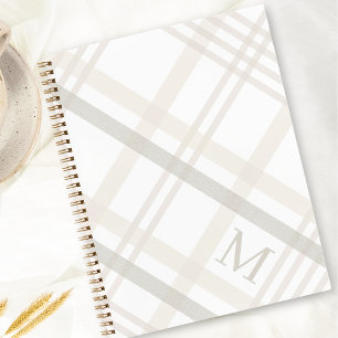 Modern Minimalist Monogram Initial Elegant Plaid Notebook