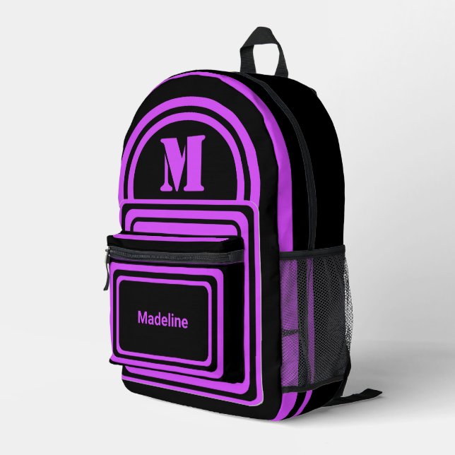 Modern Minimalist Monogram Initial Name Printed Backpack (Back Corner Right)