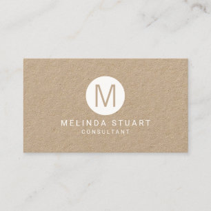 Modern Minimalist Monogram Kraft Paper Business Card