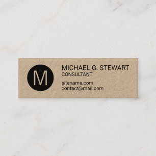 Modern Minimalist Monogram Kraft Paper Mini Business Card