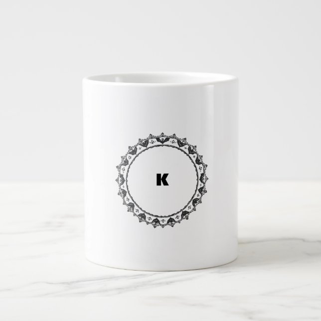 Modern Minimalist Monogram  Large Coffee Mug (Front)
