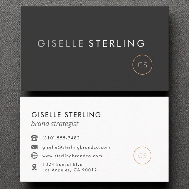 Modern Minimalist Monogram Luxury Black  Business Card (Creator Uploaded)