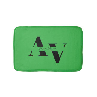 Modern Minimalist Monogram Name Bath Mat