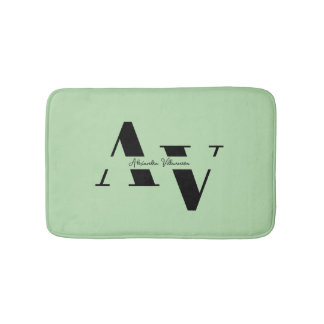 Modern Minimalist Monogram Name Bath Mat