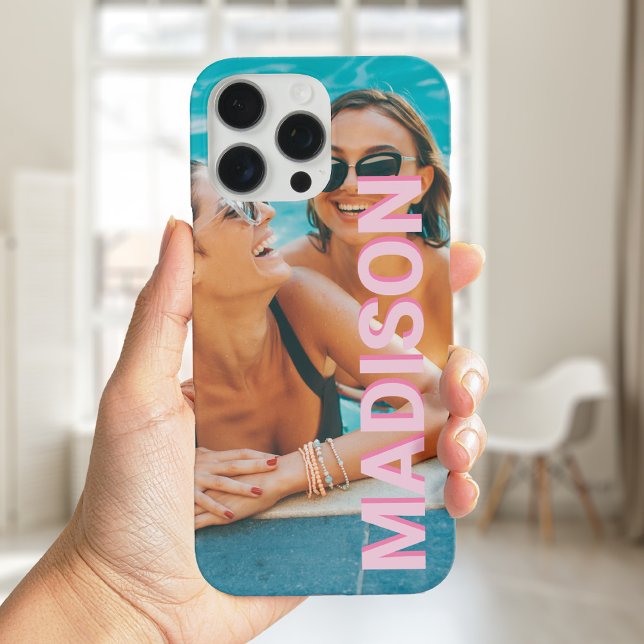 Modern Minimalist Monogram Name Photo Case-Mate iPhone Case (Creator Uploaded)