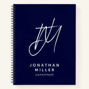 Modern Minimalist Monogram Navy Notebook