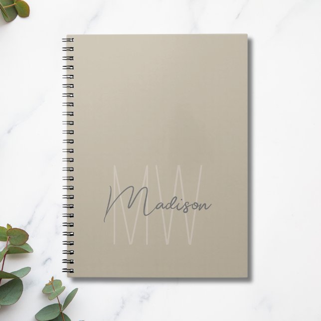 Modern Minimalist Monogram Notebook (Custom Modern Monogram Beige Notebook)