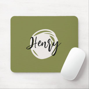Modern minimalist Monogram Olive green Abstract Mouse Pad