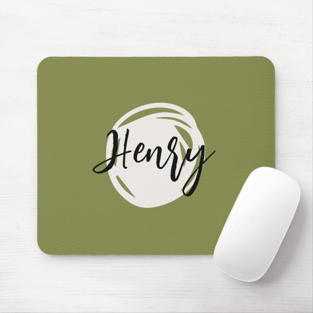 Modern minimalist Monogram Olive green Abstract Mouse Pad (With Mouse)