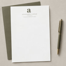 Modern Minimalist Monogram Olive Green Business