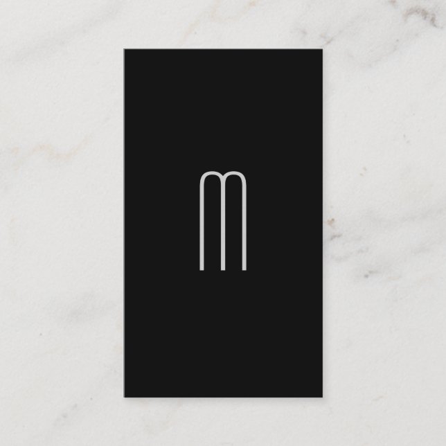 Modern Minimalist Monogram on Black Business Card (Front)