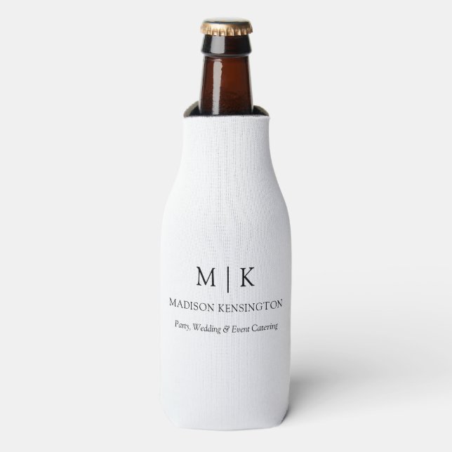 Modern Minimalist Monogram or Add Logo Business Bottle Cooler (Bottle Front)
