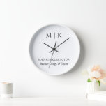 Modern Minimalist Monogram or Add Logo Business Clock<br><div class="desc">Modern Minimalist Wall Clock. Black & White or choose your custom colours. Perfect for small business, company brands, self employed home office, corporate decor and more. Easy to personalise with your monogram initials, business name and information, job title, slogan or even add your logo or personal brand design.</div>