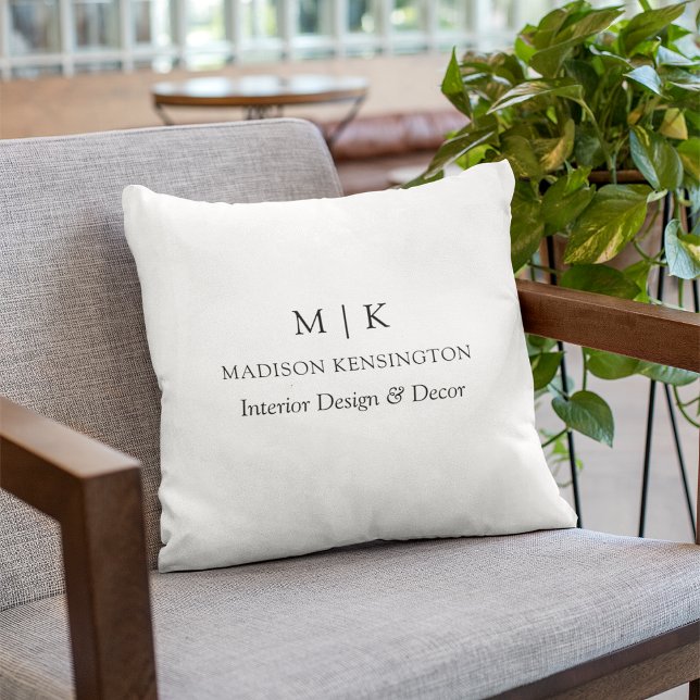 Modern Minimalist Monogram or Add Logo Business Cushion (Edit to Customize text, colors and more)
