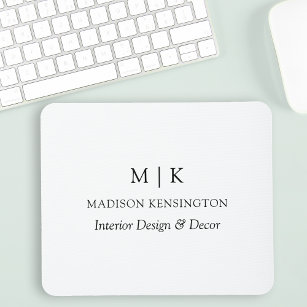 Modern Minimalist Monogram or Add Logo Business Mouse Pad