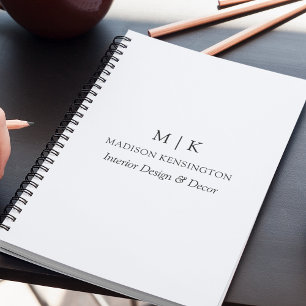 Modern Minimalist Monogram or Add Logo Business Notebook