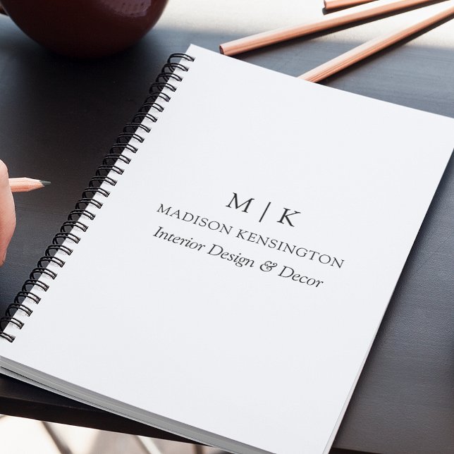 Modern Minimalist Monogram or Add Logo Business Notebook (Edit to Customize text, colors and more)