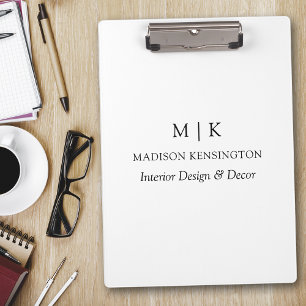 Modern Minimalist Monogram or Add Logo Clipboard