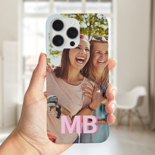 Modern Minimalist Monogram Photo Case-Mate iPhone Case (Creator Uploaded)