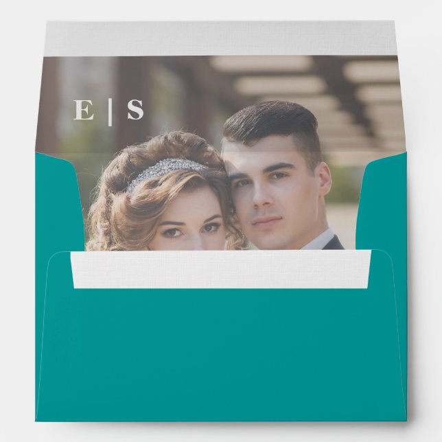 Modern Minimalist Monogram Photo Liner Wedding Envelope (Back (Bottom))