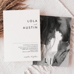 Modern Minimalist Monogram Photo Wedding Invitation