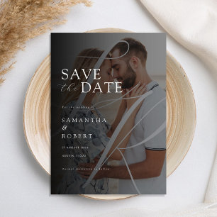 Modern Minimalist Monogram Photo Wedding Save The Date