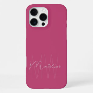 Modern Minimalist Monogram Pink iPhone 16 Pro Max Case