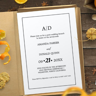 Modern Minimalist Monogram Pre-Wedding brunch Invitation