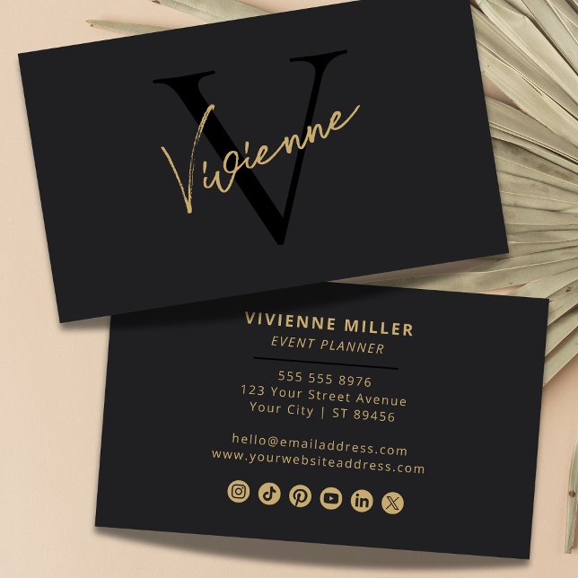 Modern Minimalist Monogram Professional Marketing  Business Card (Creator Uploaded)