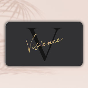 Modern Minimalist Monogram Professional Rounded Business Card