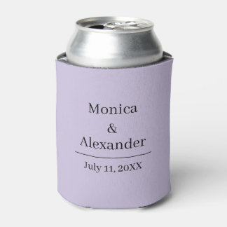 Modern Minimalist Monogram Purple Lilac Wedding Can Cooler