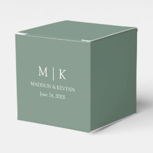 Modern Minimalist Monogram Sage Green Wedding Favour Box