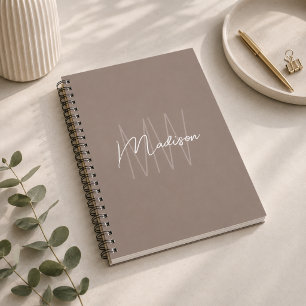 Modern Minimalist Monogram Taupe Notebook