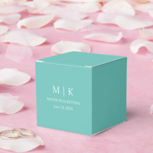 Modern Minimalist Monogram Teal Wedding Favour Box