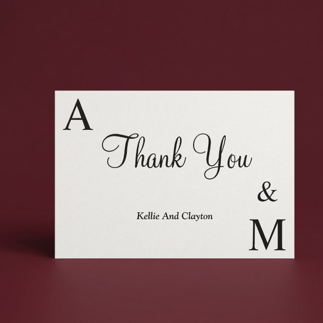 Modern Minimalist Monogram Thank You Card (Creator Uploaded)