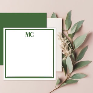 Modern Minimalist Monogram Two Border Hunter Green Card