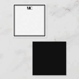 Modern Minimalist Monogram Two Borders Black White Card